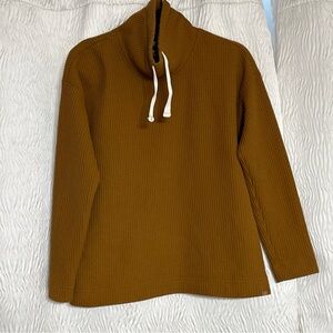L.L. Bean Warm Brown Cowl Neck Waffle Sweater-Size Medium Petite